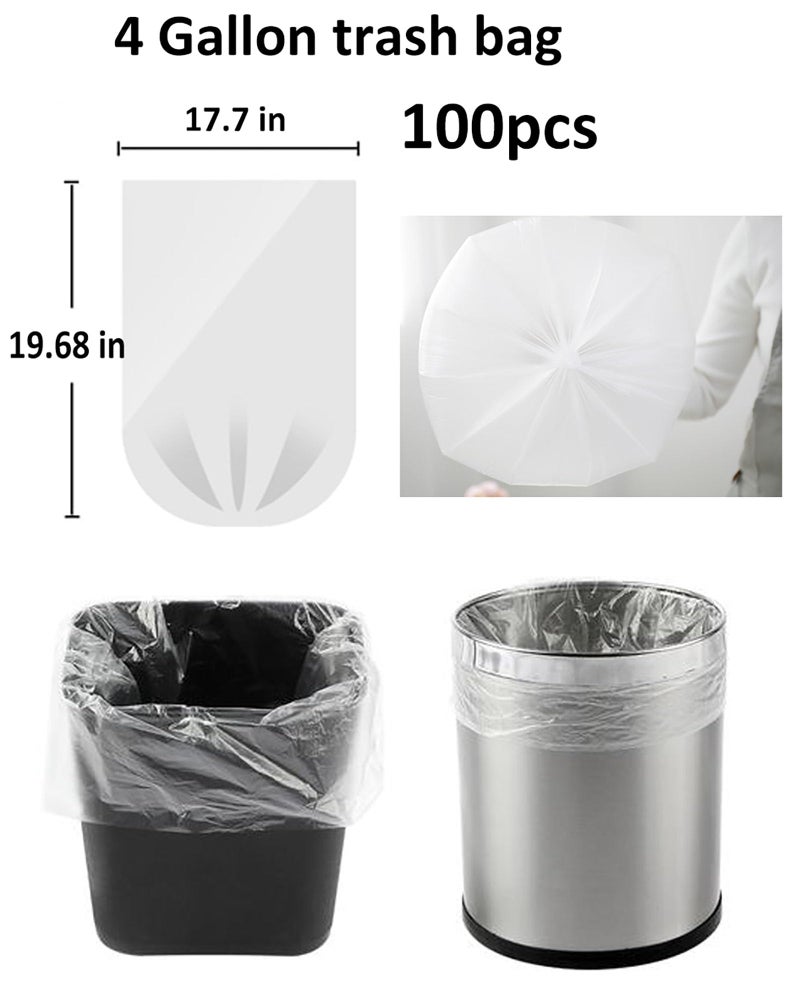 YYaaloa 100 Count Small Trash Bags 4 Gallon Small Clear Garbage Bags Unscented 1.1mil Thick Strong for Bathroom, Office, Kitchen Waste Basket Small Trash Can. 4g/pcs (Clear 100Count) - Image 3